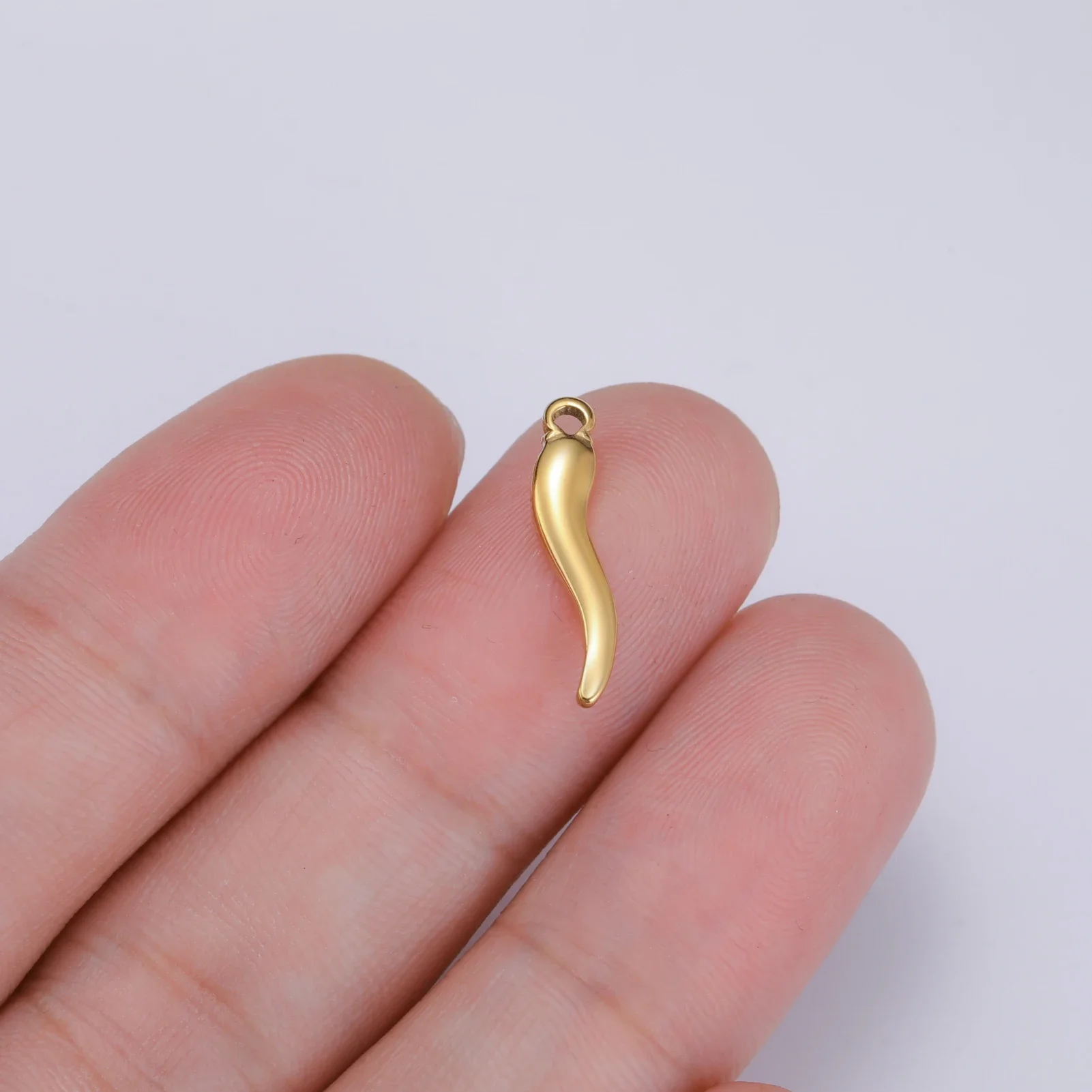 3 Stück/Set, italienische Horn-Anhänger für die Schmuckherstellung, zum Selbermachen, aus Edelstahl, als Glücksbringer, Symbol für Liebe und Freundschaft, Großhandel. – Detail 7