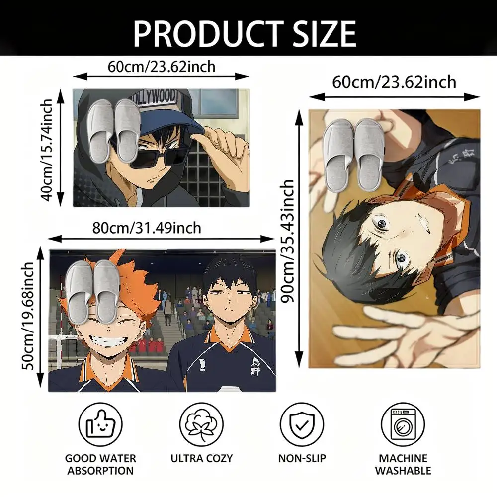 T-Tobio K-Kageyama Floor Mat Soft Non Slip for Entry Door Bathroom Indoor Home Decorative Carpet