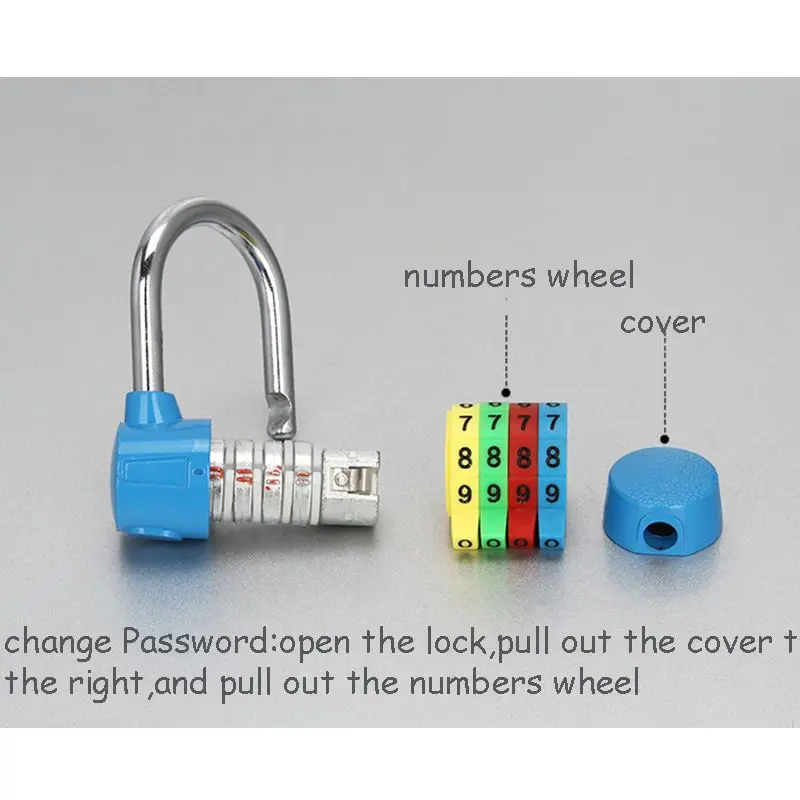 4 Digit Number Password Combination Colored Padlock Safety Code Lock Multi-functional Zinc Alloy Anti-theft Lock Security