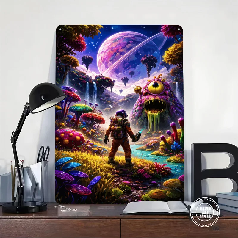 Journey to the Savage Planet Art 3D Texture Metal Poster Customized Wall Art Tin Sign Gift for Mancave Bedroom Accessories House