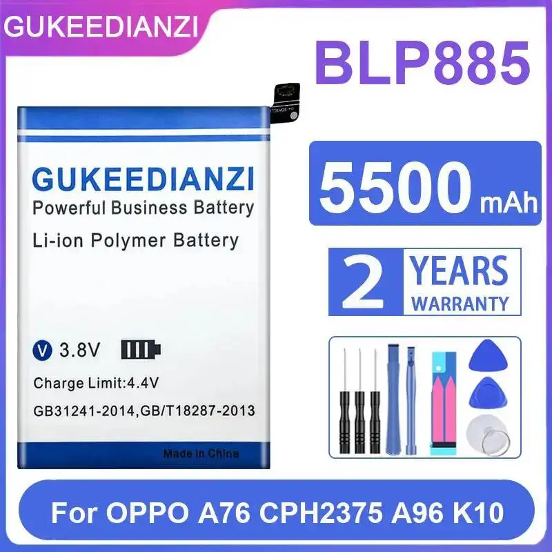 

Аккумулятор для мобильного телефона Oppo A76 CPH2375 A96 K10 BLP885, премиум-качество, 5500 мАч