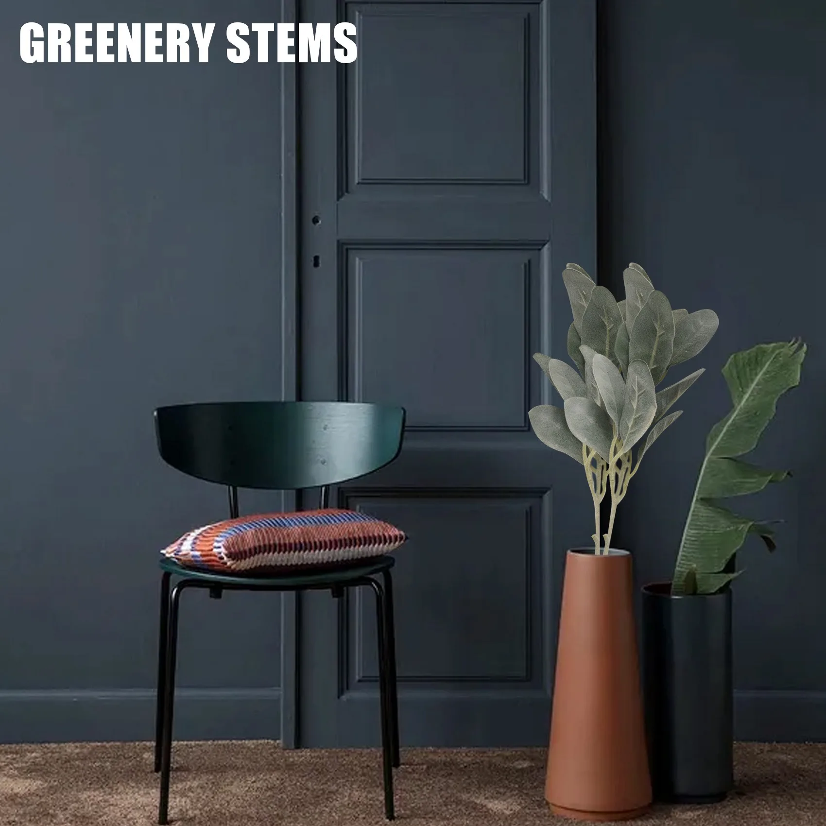 ABNQ 8Pcs Artificial Flocked Lambs Ear Leaves Stems Faux Lamb's Ear Branches Picks Greenery Sprays for Vase Bouquet Wreath