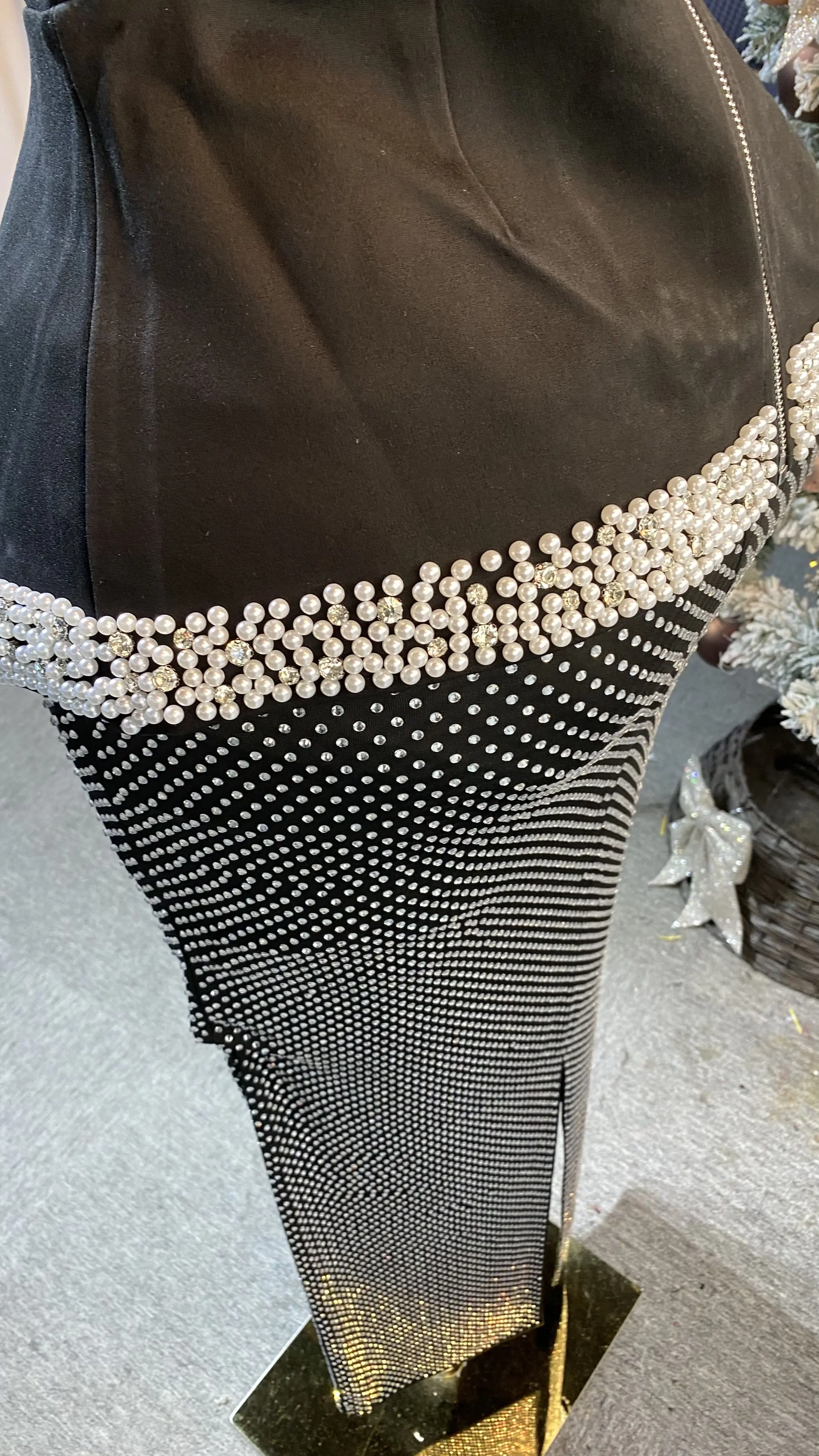 تصميم جديد عالي الجودة مكون من قطعتين بلوزة نسائية فاخرة من اللؤلؤ الكريستالي وتنورة مطرزة للصيف.-GZXX368 #4