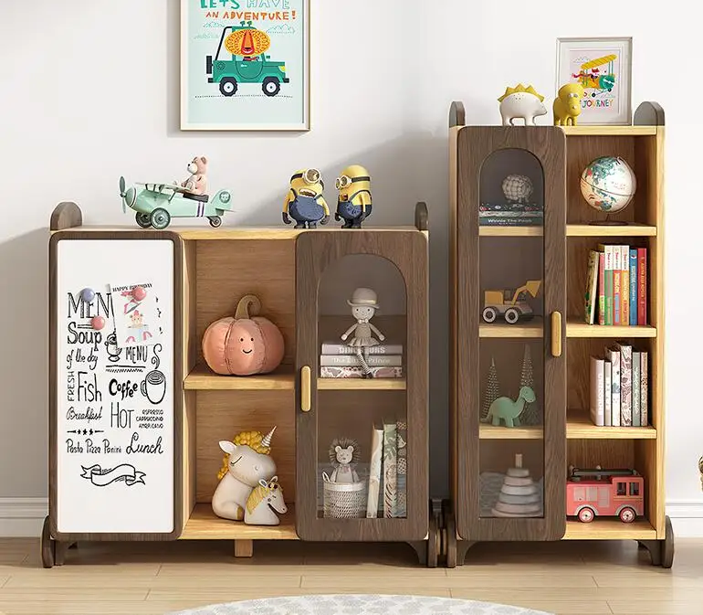 Children's combined bookcase simple solid wood multi-layer board environmental protection cartoon storage cabinet pupil bookcase