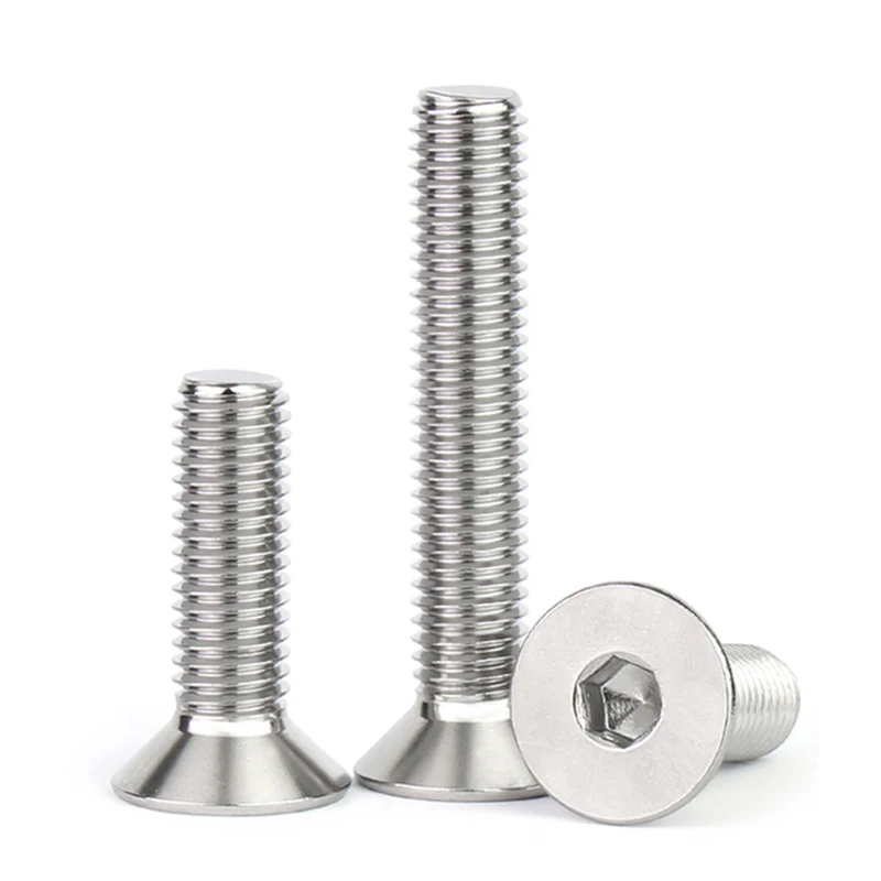 304 Stainless Steel M1.6 M2 M2.5 M3 M4 M5 M6 M8 M10 Hexagon Hex Socket Countersunk Screw Flat Head Screw Allen Key Bolts DIN7991