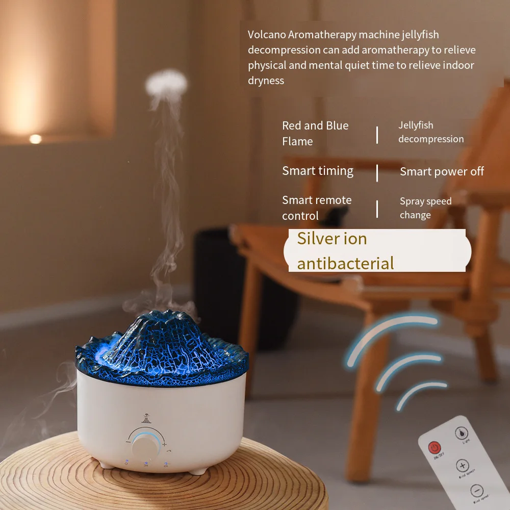 

Flame Volcano Bluetooth Air Humidifiers Aroma Diffuser Perfume Essential Oil USB Mist Maker Remote Control for Bedroom Car Home