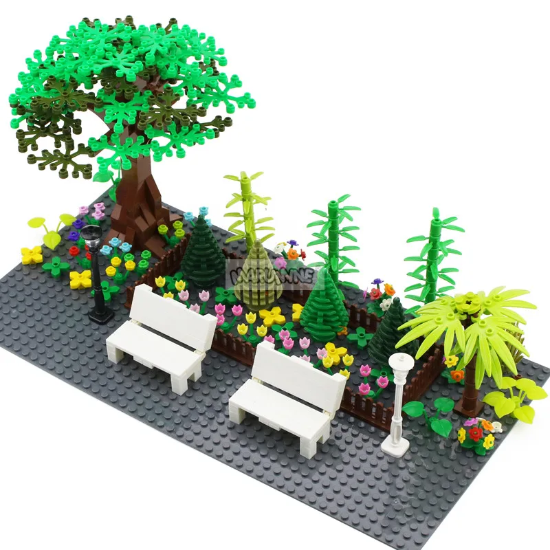 MARUMINE Tree Plant Accessories Garden Parts Building Blocks Flower Green Grass Bush Leaf Jungle DIY MOC Idea Bricks 6064 2471