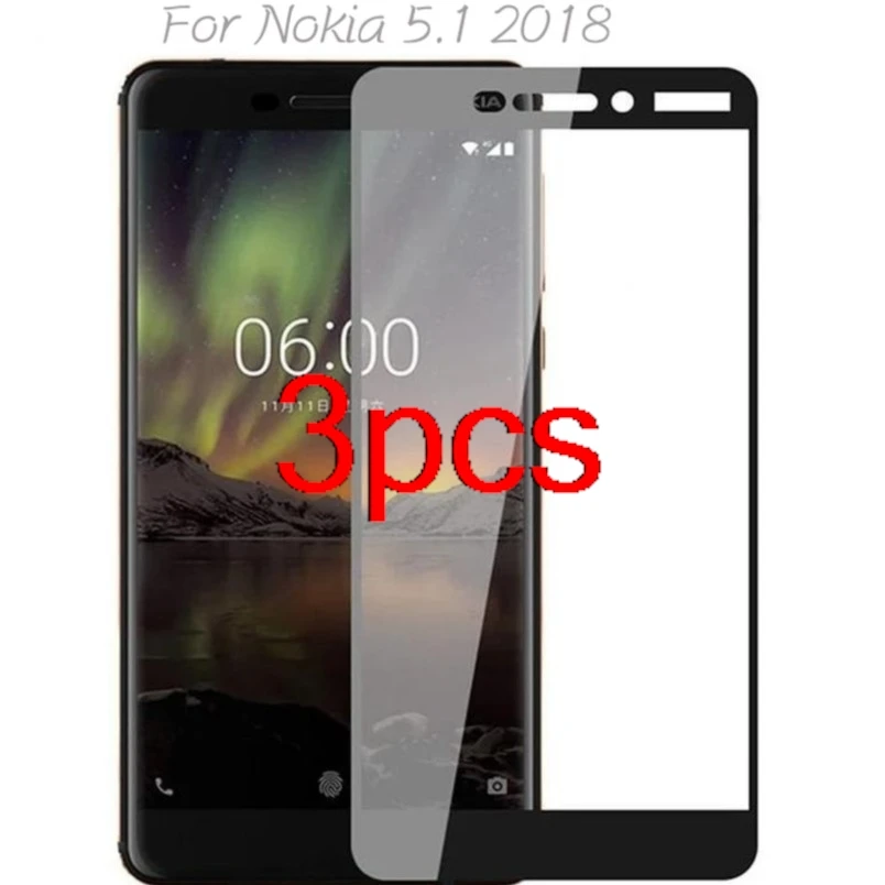 

3 шт., черное полное покрытие, 9 часов, закаленное стекло HD для Nokia 5,1, 2018, защитная пленка для экрана, защитная пленка в серебристых тремпе