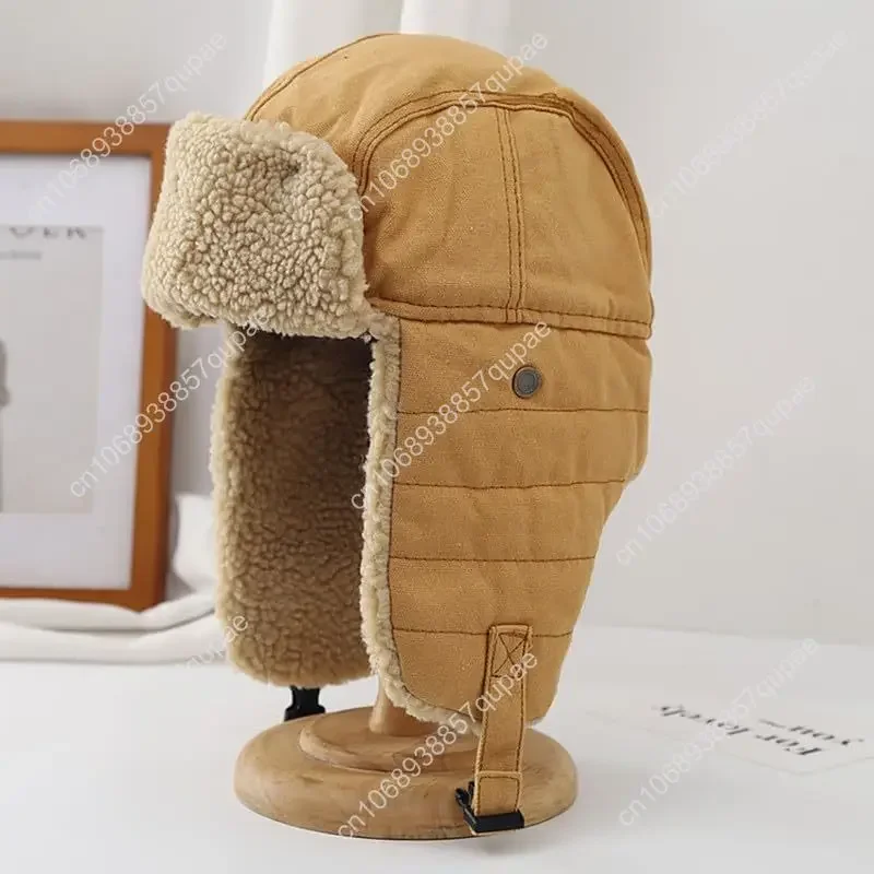 ASWER Trapper Topi Polisi Rusia Hangat Topi Ski Musim Dingin Wanita Pria Tahan Angin