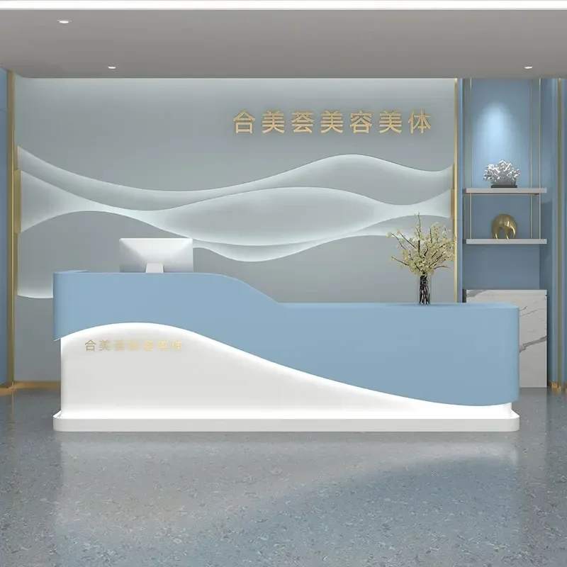 

Luxury Simple White Reception Desk Luxury Office Information Store Desk Reception Mostrador Executive Mostrador Home Furniture