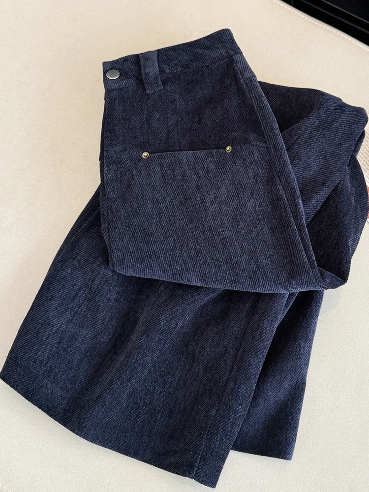 

Женские зимние повседневные брюки Deep Blue с высокой талией, прямые, свободные, утягивающие, модные, узкого кроя, широкие брюки-палаццо