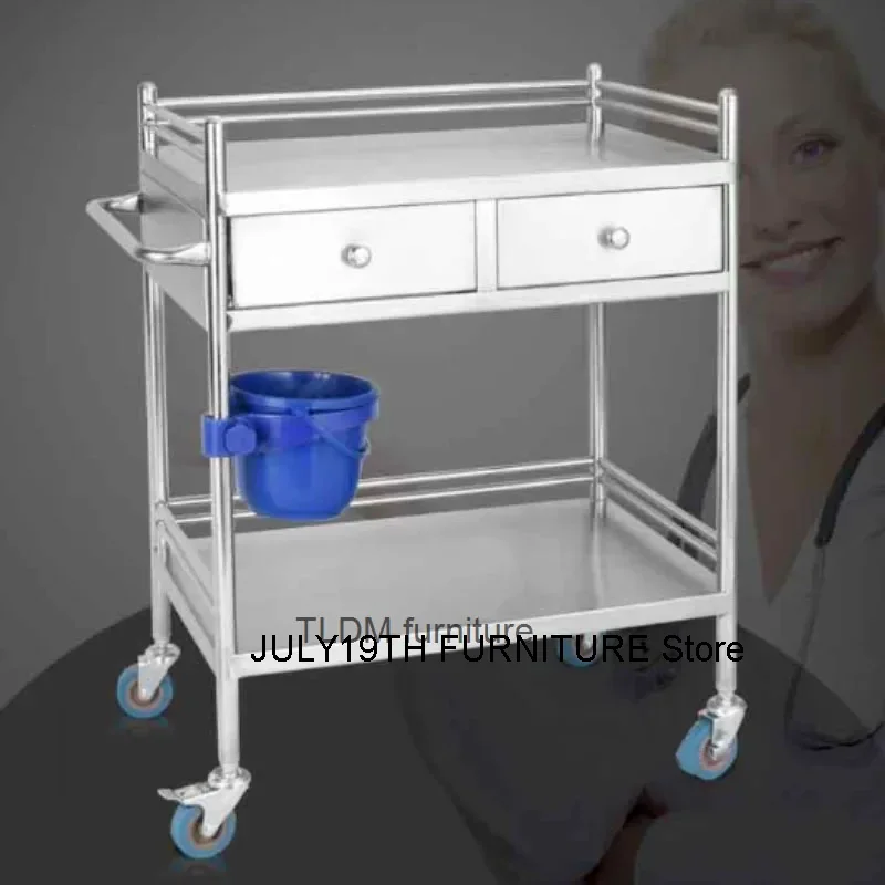 Stainless Steel salon Trolley Hospital Trolley Cart Beauty Salon Rack Operating Room Medical Equipment Instrument Movable Cart Z