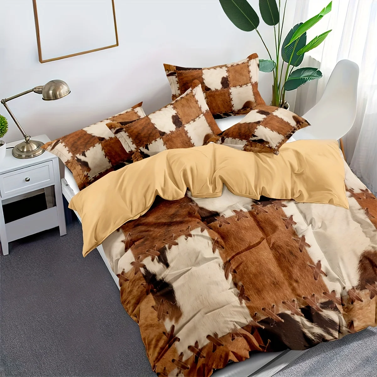 2/3pcs Soft and Comfortable Animal Cowhide Duvet Cover Set with Black and White Cow Print - Perfect for Bedroom and Guest Room (