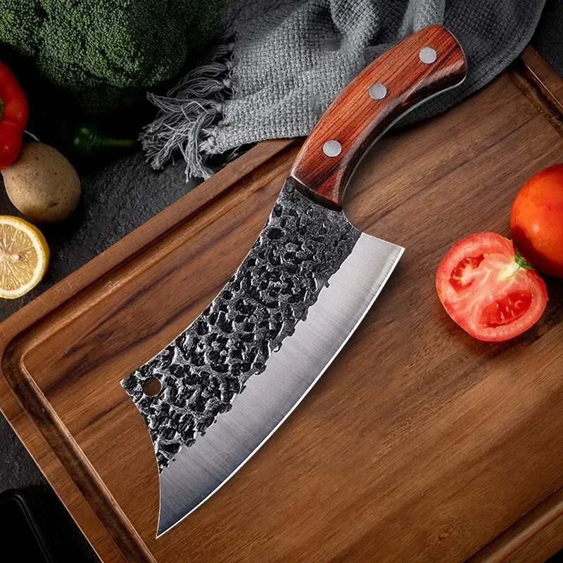 Forged Stainless Steel Knife 5cr15 Meat Cleaver Wooden Handle Kitchen Chef Butcher Knife Barbecue Fruit Knife Cooking Tools