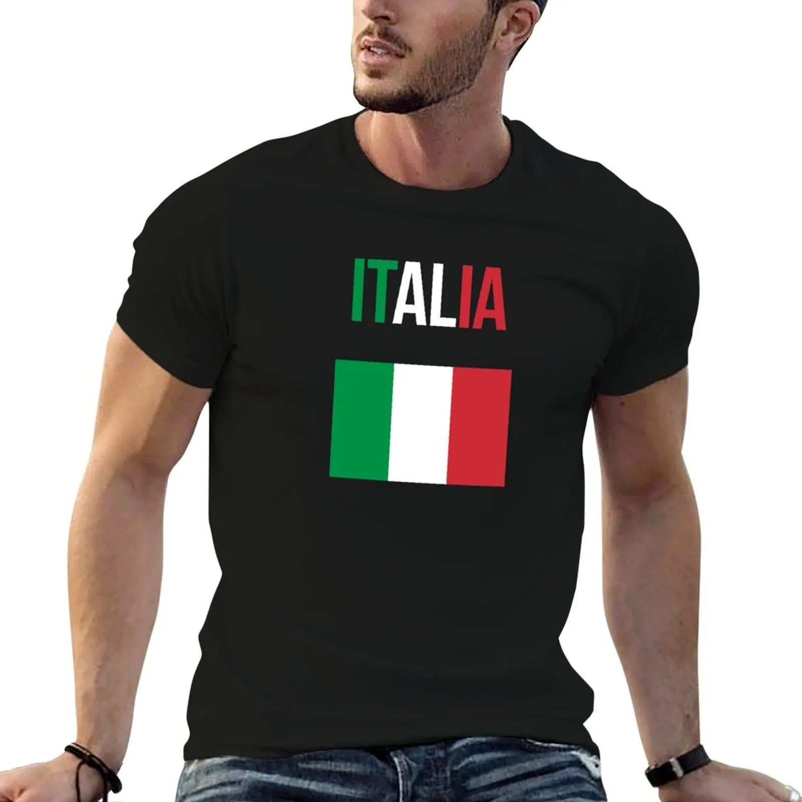 Italia Italian Flag T-Shirt customs design your own heavyweights black t-shirts for men
