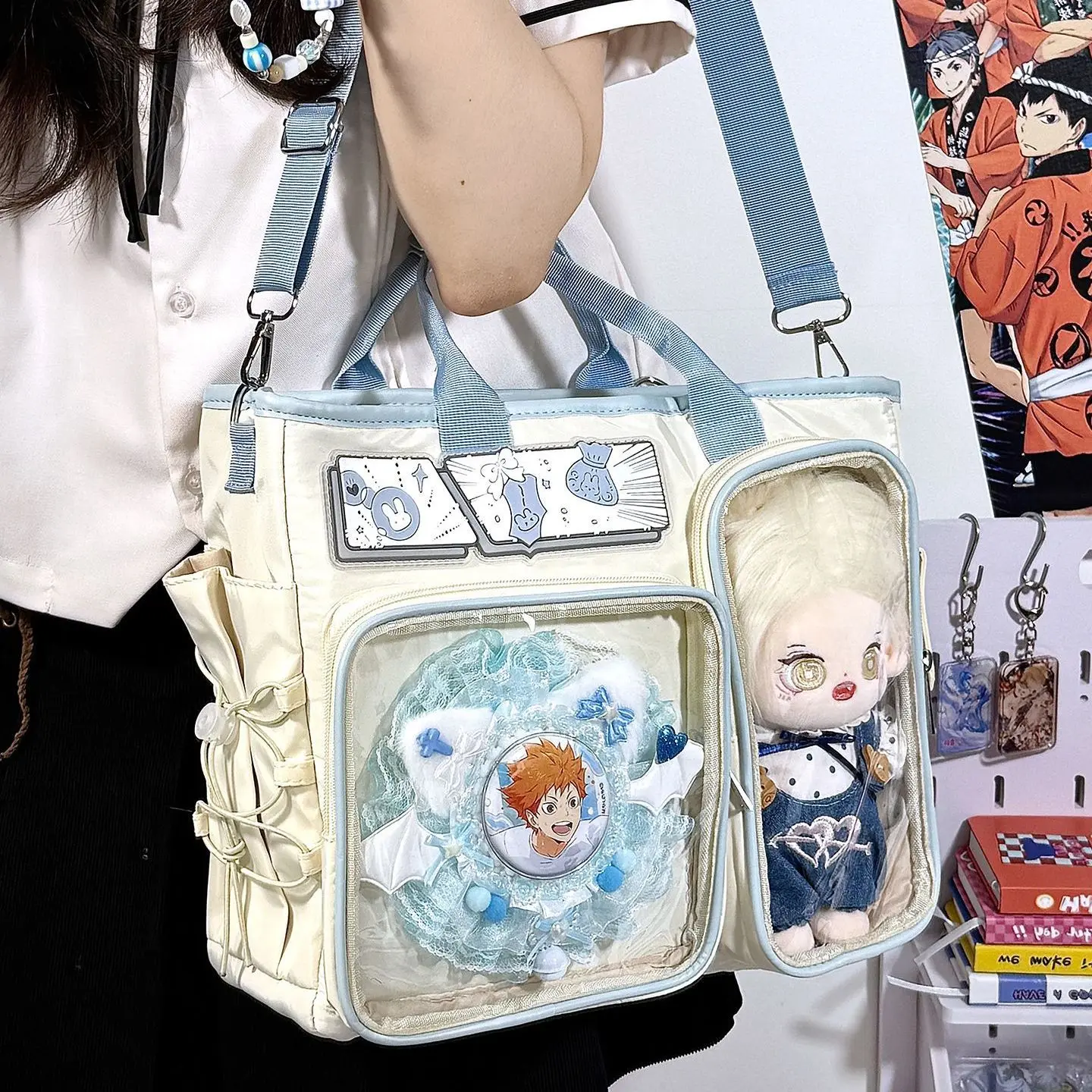 اليابانية لطيف فتاة Ulzzang Ita حقيبة التنقل اليومي حقيبة مدرسية على ظهره المألوف Y2K حقيبة كتف دمى حقيبة حقائب للنساء