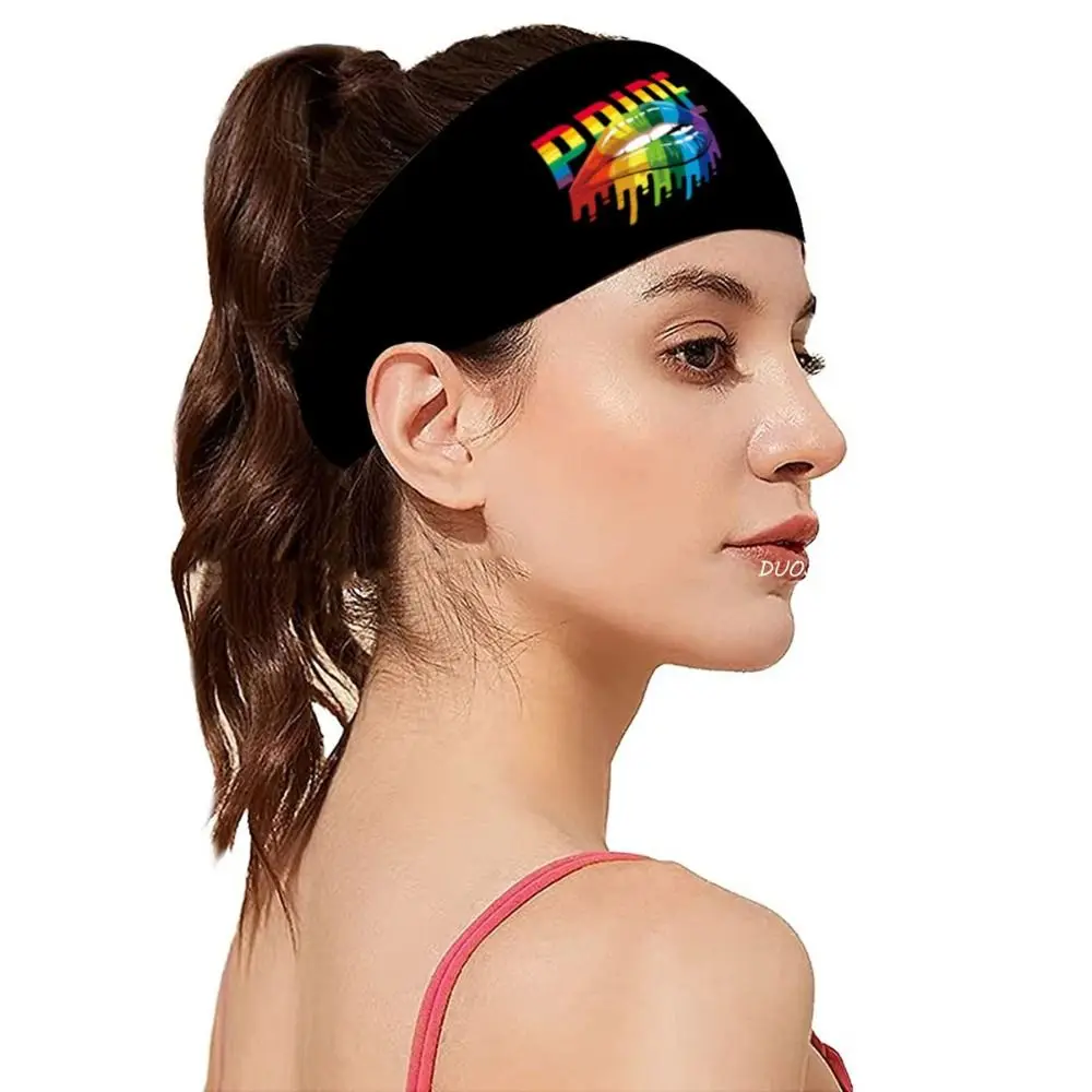 Fashion Parade Rainbow Elastic Headband Letter Heart Rainbow Headband Breathable Stretch Sports Hairband Makeup