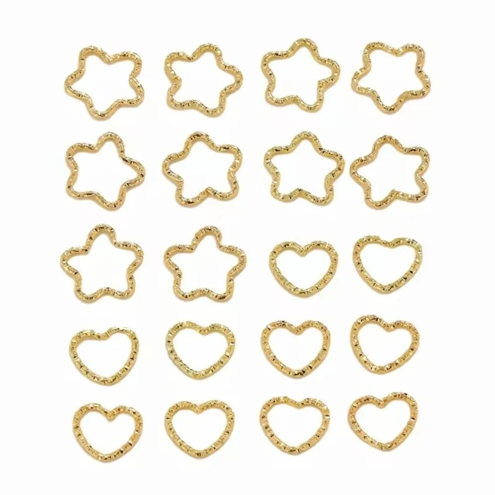 20Pcs New Heart Shape Braid Hair Rings Star Metal Hair Braid Rings DIY Embossed Hair Hoops Headdress