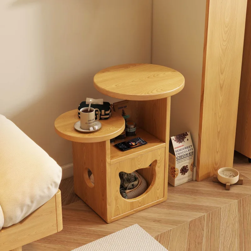 Factory Direct 2026 Bedside Solid wood edge few Mini sofa Bedside side Creative small coffeeCorner few Round coffee  Shelf