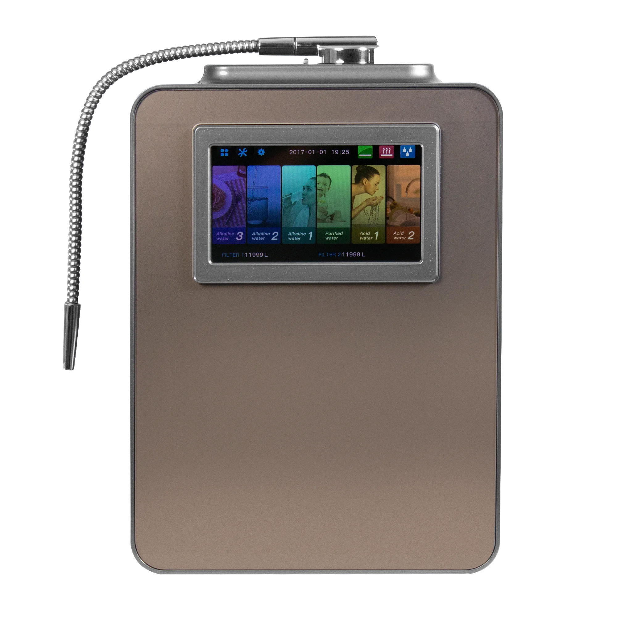 Home Water Ionizer Hydrogen Machine with pH Levels 2.8 to 11.2 ORP Level +500mv to -800mv Hydrogen Concentration 300-1500ppb