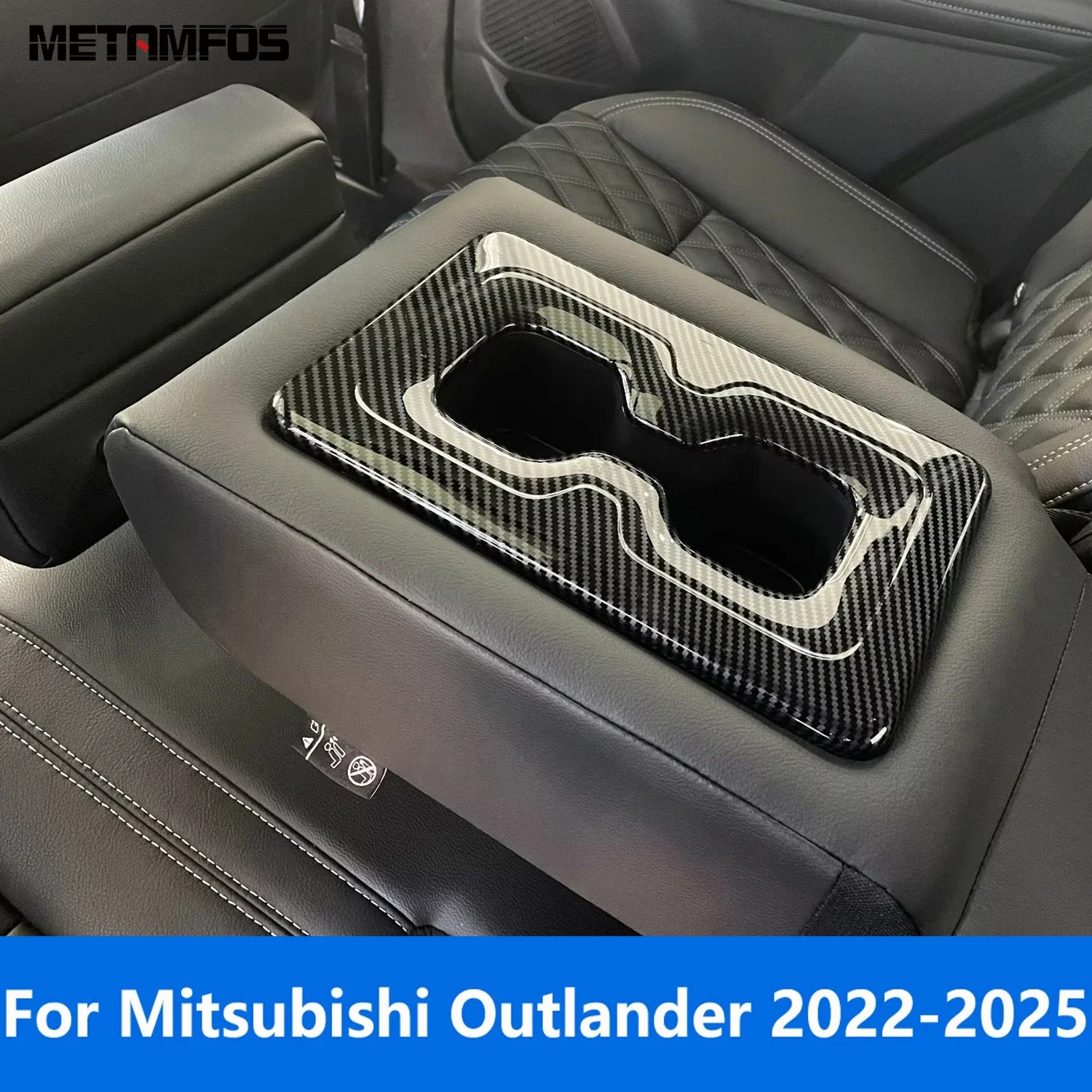 

Rear Seat Cup Holder Water Bottle Frame Sticker For Mitsubishi Outlander 2022-2024 2025 Carbon Fiber Accessories Car Styling