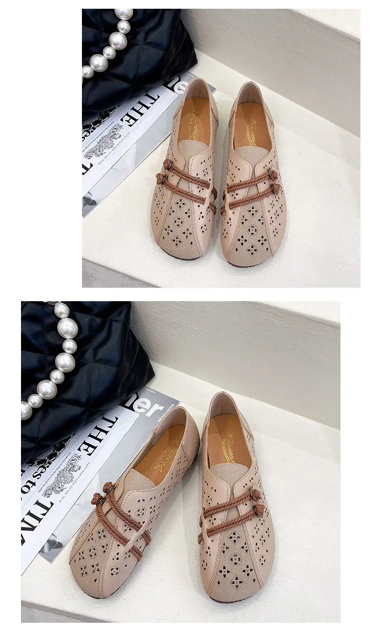 2024 Newly Square Toe Women's Flats Designer Cutout Shoes Ladies Wide Fit Soft Leather Moccasins Female Driving Sneakers