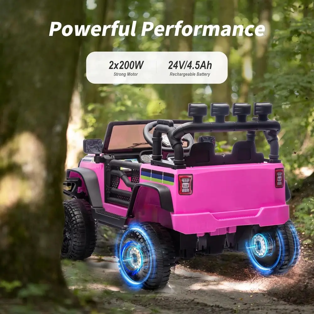 24V Kids Ride on Toy, Kids Electric Vehicles Car Ride on Car Truck for Toddlers 3-5 with Remote Control, 2x200W Motor - Pink