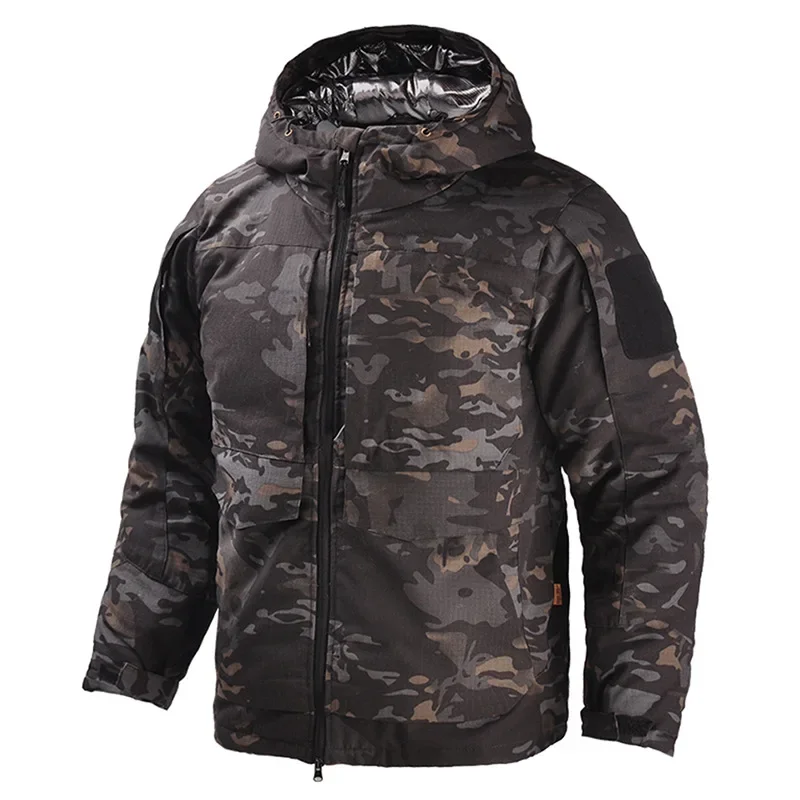 Heat Reflective Warm Camouflage Jacket Mens Tactical Windbreak Hooded Training Coats Outdoor Combat Cotton-padded Clothes Thick