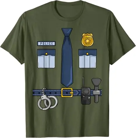 Halloween Polizist Partykostüm Halloween Polizeibeamter Cosplay T-Shirt Y2k Lustige Jungen Mode Grafik-Bekleidung Herrenkleidung – Detail 8