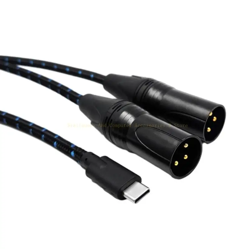 TypeC to Splitter Cabe Line Clear and Balances UsbC to Male Power Amplifiers Cable