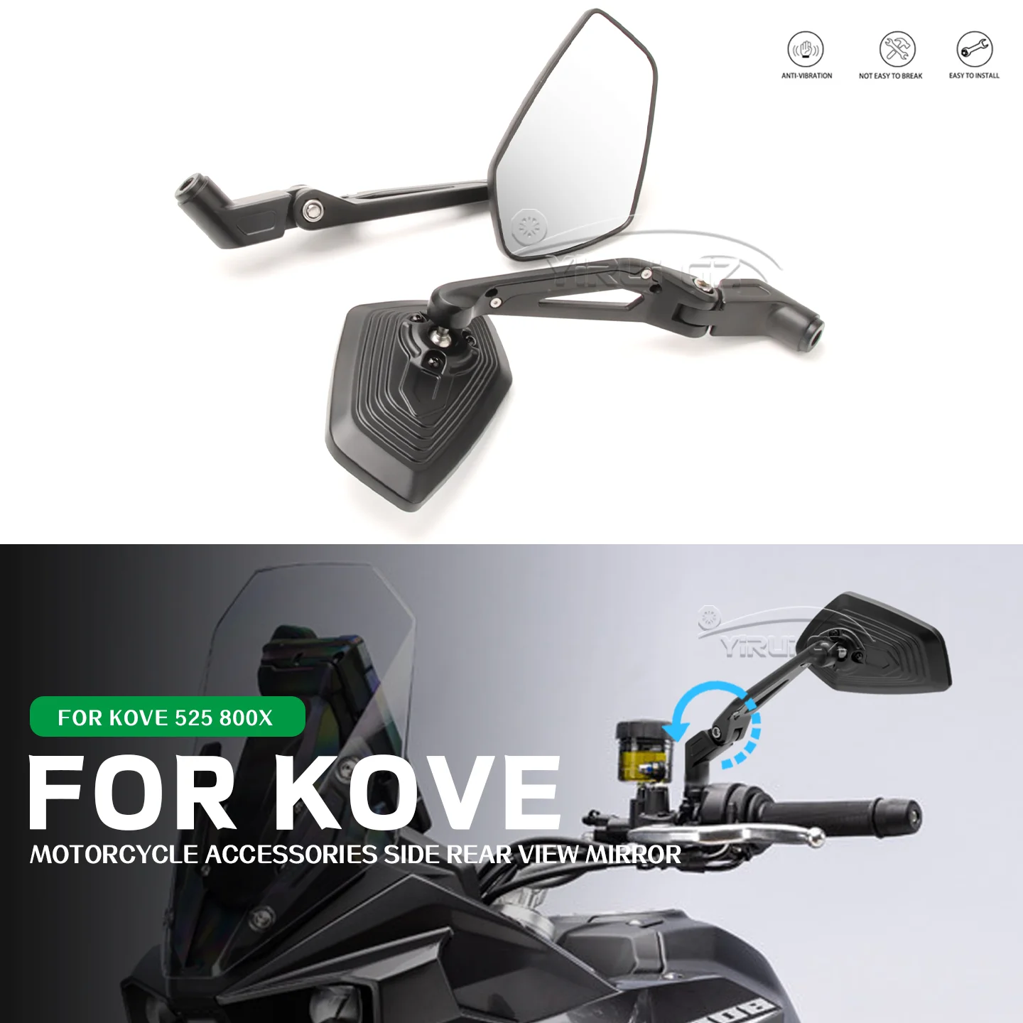 

Motorcycle Rearview Mirror Aluminum Adjustable Side Rear View Mirrors 525 X 800 X For KOVE 525X 800X 525X 800X 525X 800 X 2023-