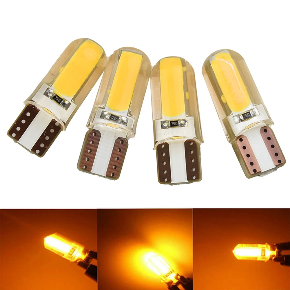 Car LED Lights Amber Lamp T10 194 168 COB Car Canbus Silica Width Light Built in Canbus Load Resistors (4pcs) Car