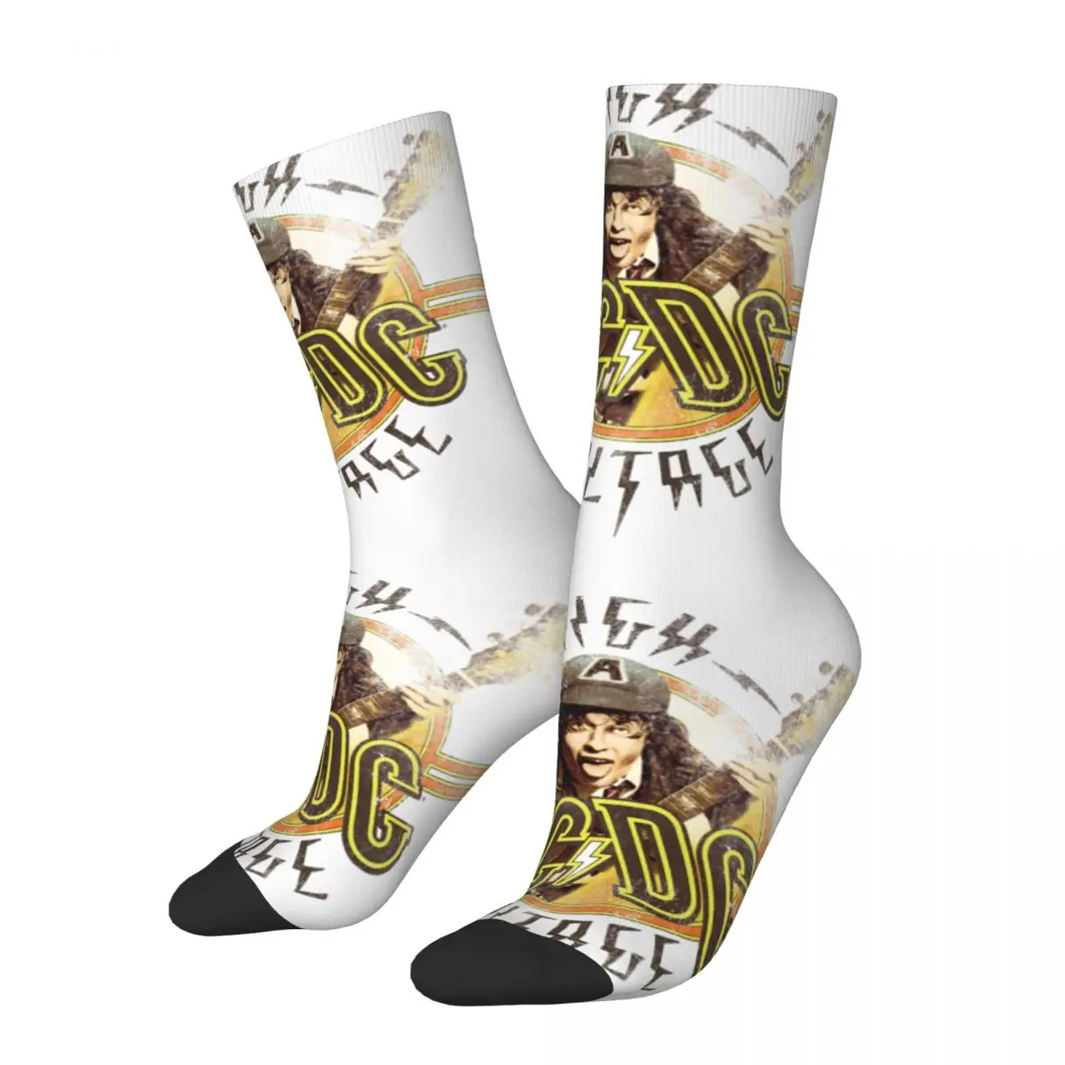 Funny Happy Men's compression Socks Rock And Roll Vintage Harajuku A-AC DC Hip Hop Novelty Casual Crew Crazy Sock Gift Printed