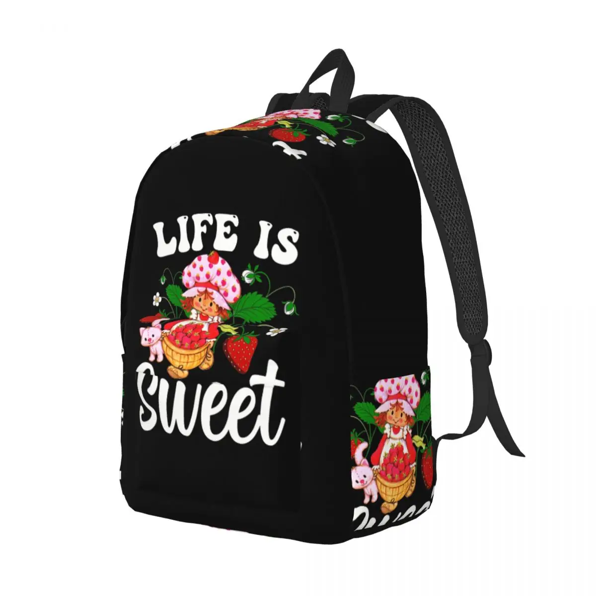 

Винтажный рюкзак Life Is Sweet с клубничным принтом, вместительный, для мальчиков и девочек, школьная сумка, сумка через плечо для мужчин и женщин