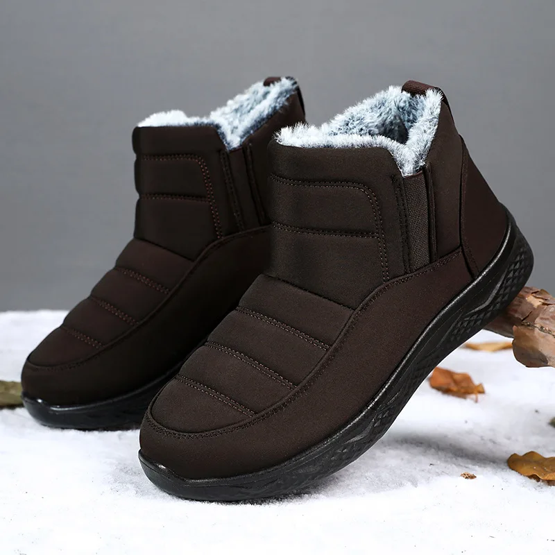 Snow Boots Men's Fleece Thickened Dad Cotton Boots Waterproof Shoes Polyurethane Thermal Cotton Shoes