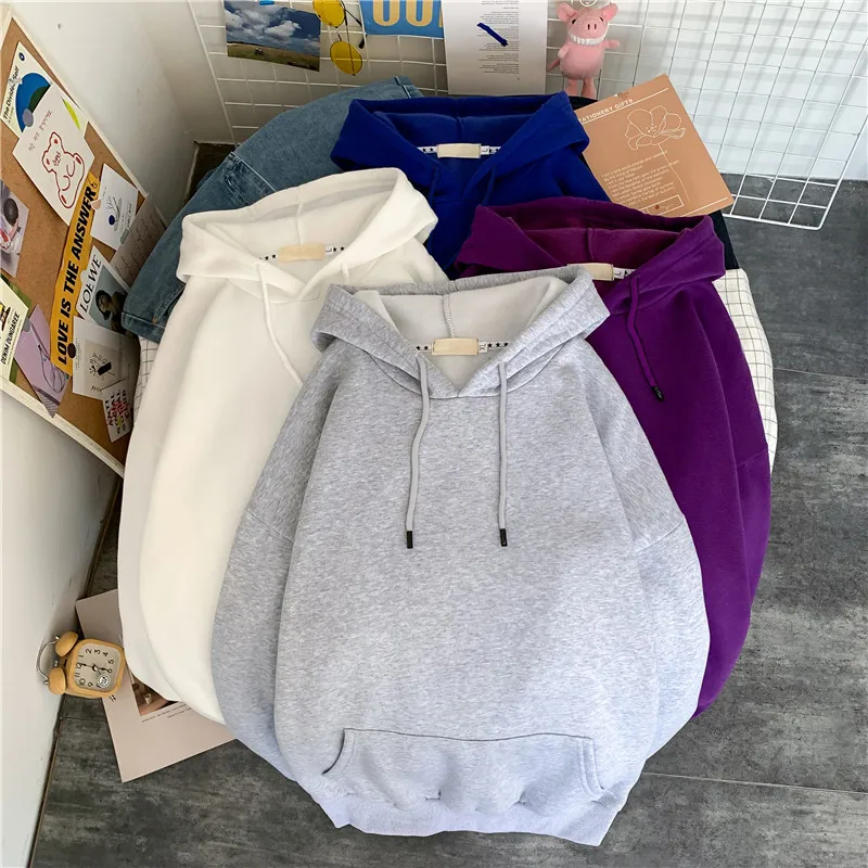 

Men & Women Couples Oversized Hooded Hoodies Korean Style BF Loose Sweatshirts Drawstring Big Pocket Pullovers Streetwear