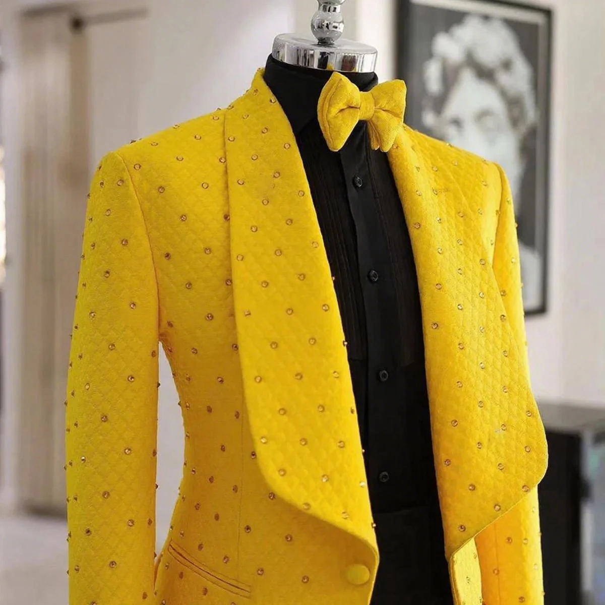 Luxury Crystal Straight 2-piece Men's Suit Evening Dress Men's Stage Costume Temperament Prom Gowns Special Occasion Gowns