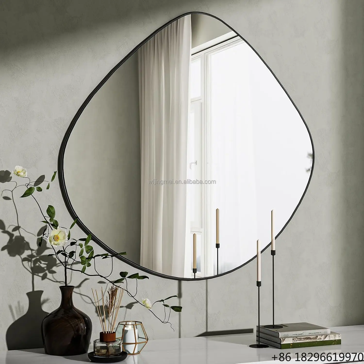 

Irregular Frameless Wall Mirror Asymmetrical Hanging Decorative Mirror for Living Room Bedroom Bathroom Entryway