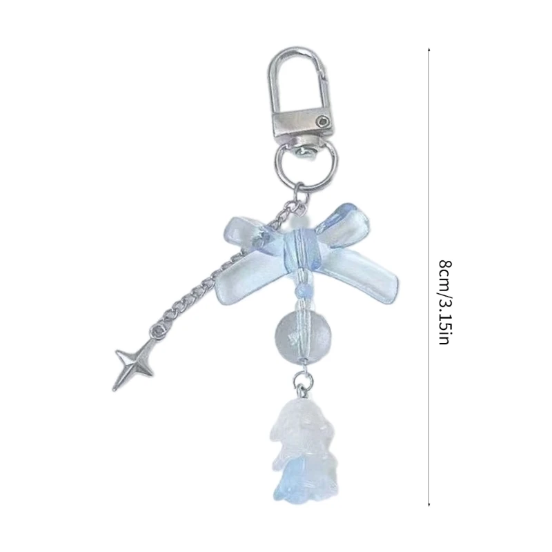 Bowknot Flower Bead Keychain Sweet Pendant Decoration Keyring Jewelry image 6