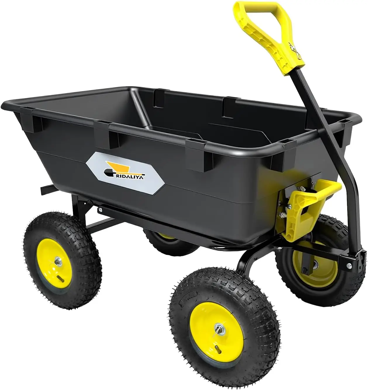 

Garden Dump Cart Heavy Duty Utility Wagon with 1200 lbs Capacity 6 Cu Ft Bed 12.6" Pneumatic Tires 180° Pivot Steering for Yard