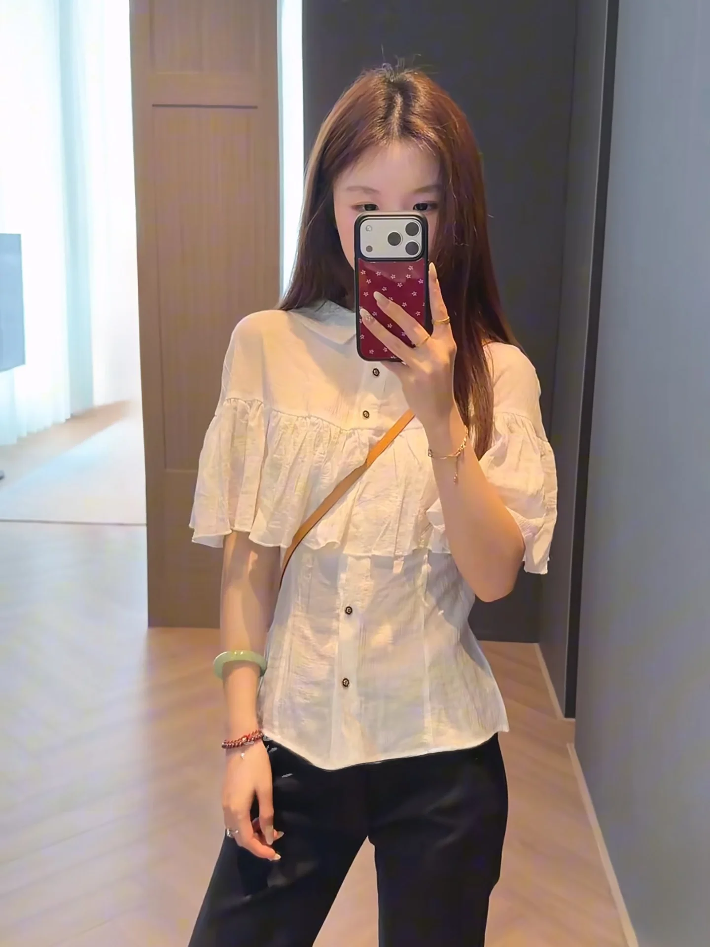 

Handcrafted Pleated Cowl Neck Shirt Women's Slim Fit Breathable Lightweight Casual Style Fashionable Top Spring Season Polyes...