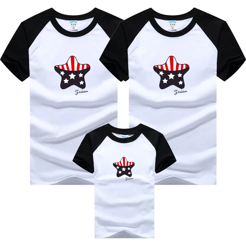 Stars Flag T-shirts for Whole Family Mom Dad Daughter Son Matching Clothes Cotton Tops Tees image 4