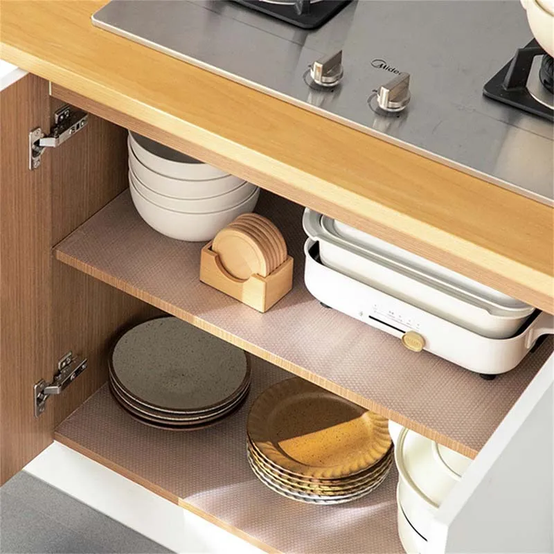 Kitchen Cabinet Mats Reusable Drawer Liner Mats Washable Non-Kitchen Oil Stickers Dustproof Non-Slip Placemats Kitchen Table Mat