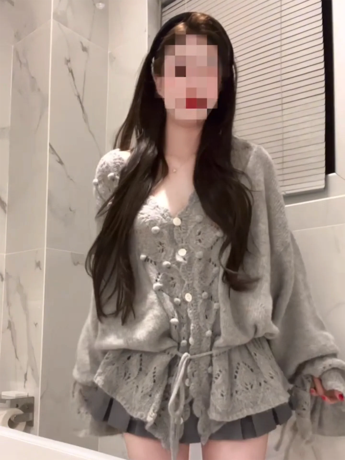 ay الجوف خارج طويل Sve V-Ne سترة المرأة الحلو لطيف عقدة Faionable محبوك irt الخريف الكورية Sle #5