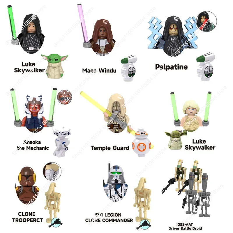 

Hot Toys Star wars Ahsoka Darth Vader Darth Maul Luke Skywalker Palpatine Temple Guard Building Blocks Mini Action Figures Toys