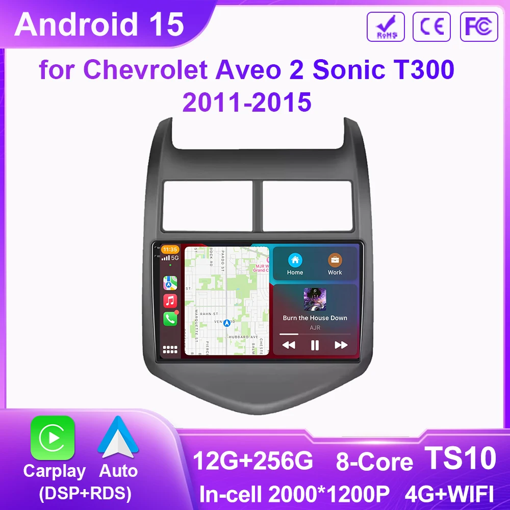 

Android 15 Car Radio for Chevrolet Aveo 2 Sonic T300 2011-2015 Multimedia Naviagtion Player Carplay Head Unit Stereo WIFI NO DVD