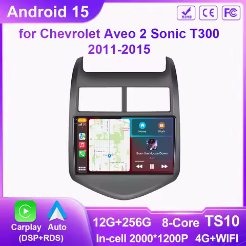 Android 15 Car Radio for Chevrolet Aveo 2 Sonic T300 2011-2015 Multimedia Naviagtion Player Carplay Head Unit Stereo WIFI NO DVD