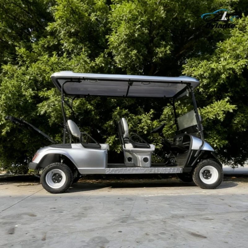 جديد نادي سيارة عربة جولف كهربائية الكبار مزرعة الكهربائية أربع عجلات سيارة كهربائية مع حقيبة جولف الأشرطة وسلة على الطرق الوعرة الإطارات #3