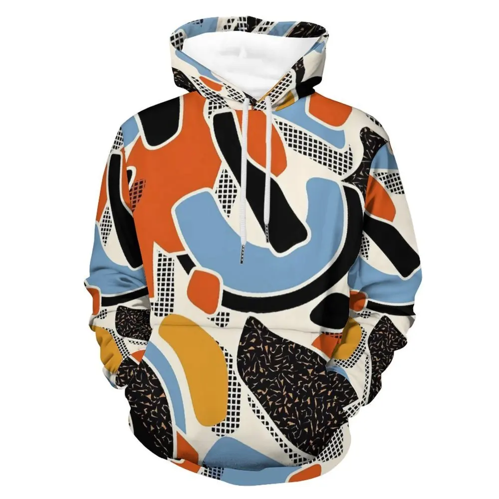 Colorful Graffiti 3D Print Men's Hoodie Street Hip Hop Fashion Oversized Pullover Sweatshirt Unisex Casual Long Sleeve Clothes