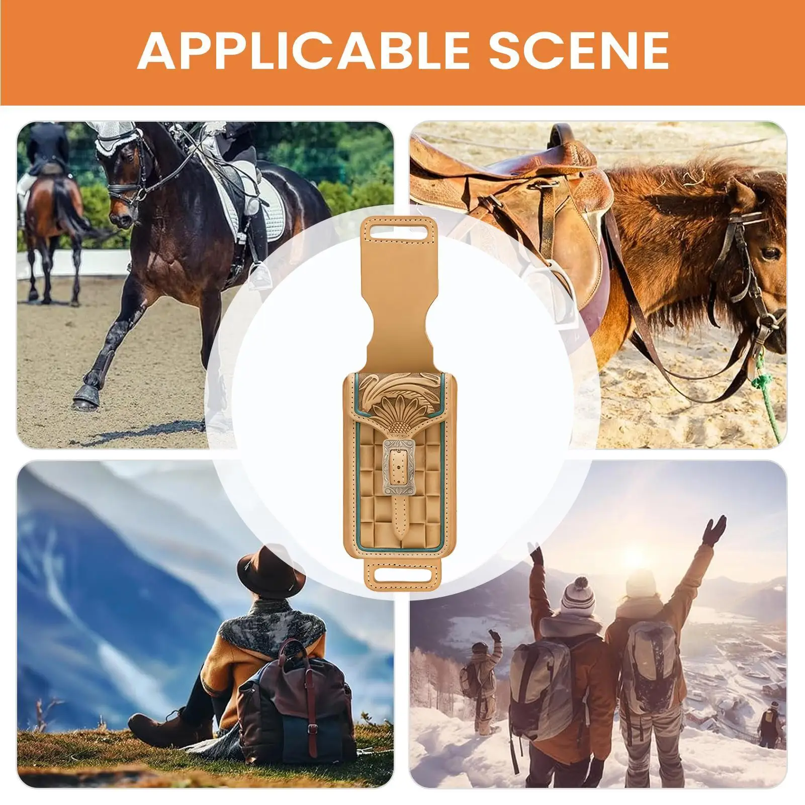 حافظة الهاتف الخليوي الغربية معدات الفروسية حامل هاتف السرج الغربي لراكبي الدراجات الفروسية ومدربي الحصان #5